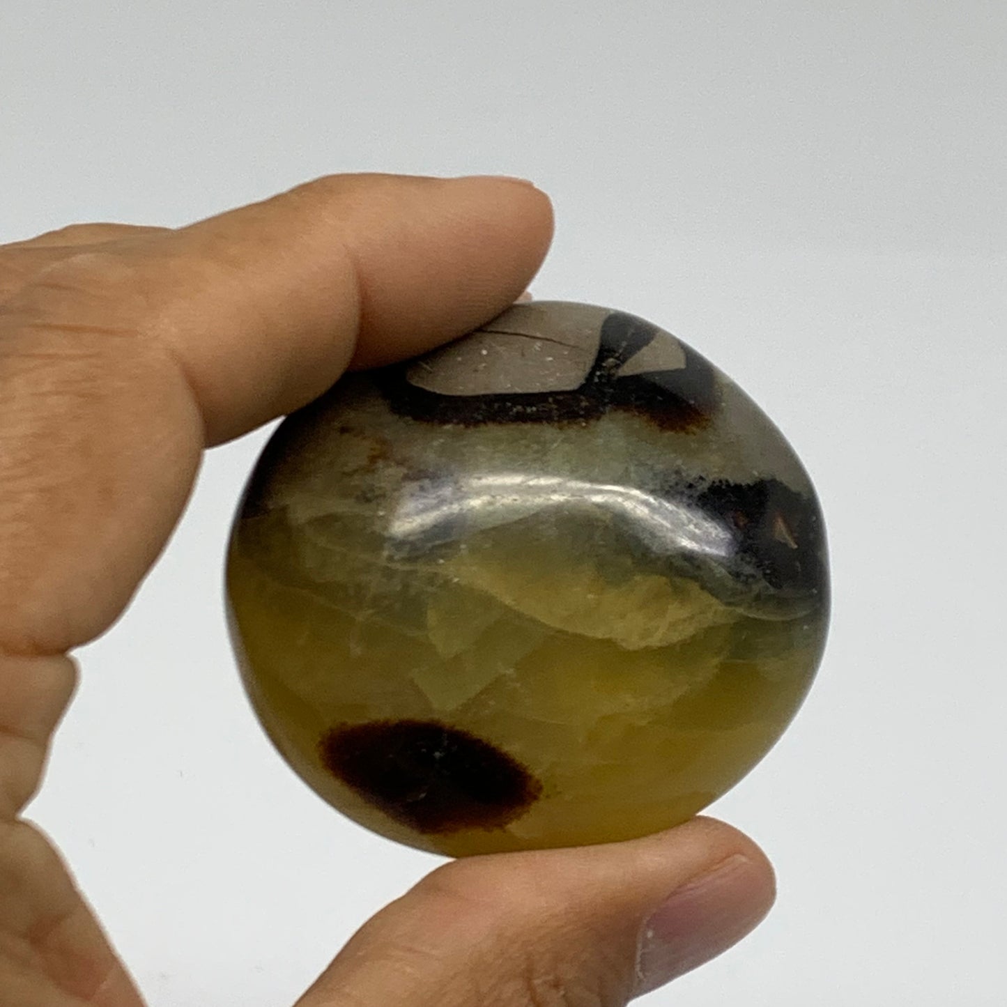 145g,1.9"-1.9", 2pcs, Septarian Nodule Palm-Stone Polished Crystal, B37960