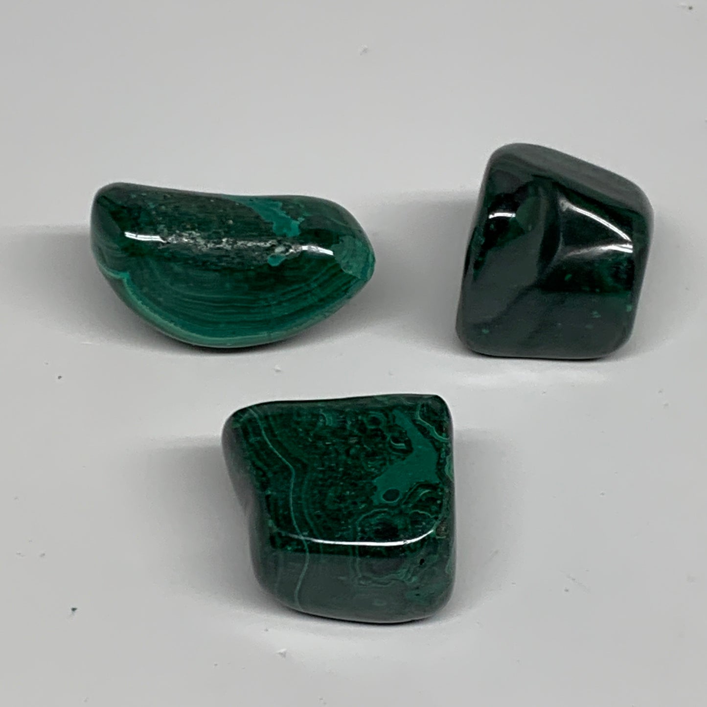155.8g, 1"-1.7", 3pcs, Natural Small Malachite Tumbled Polished, B32825