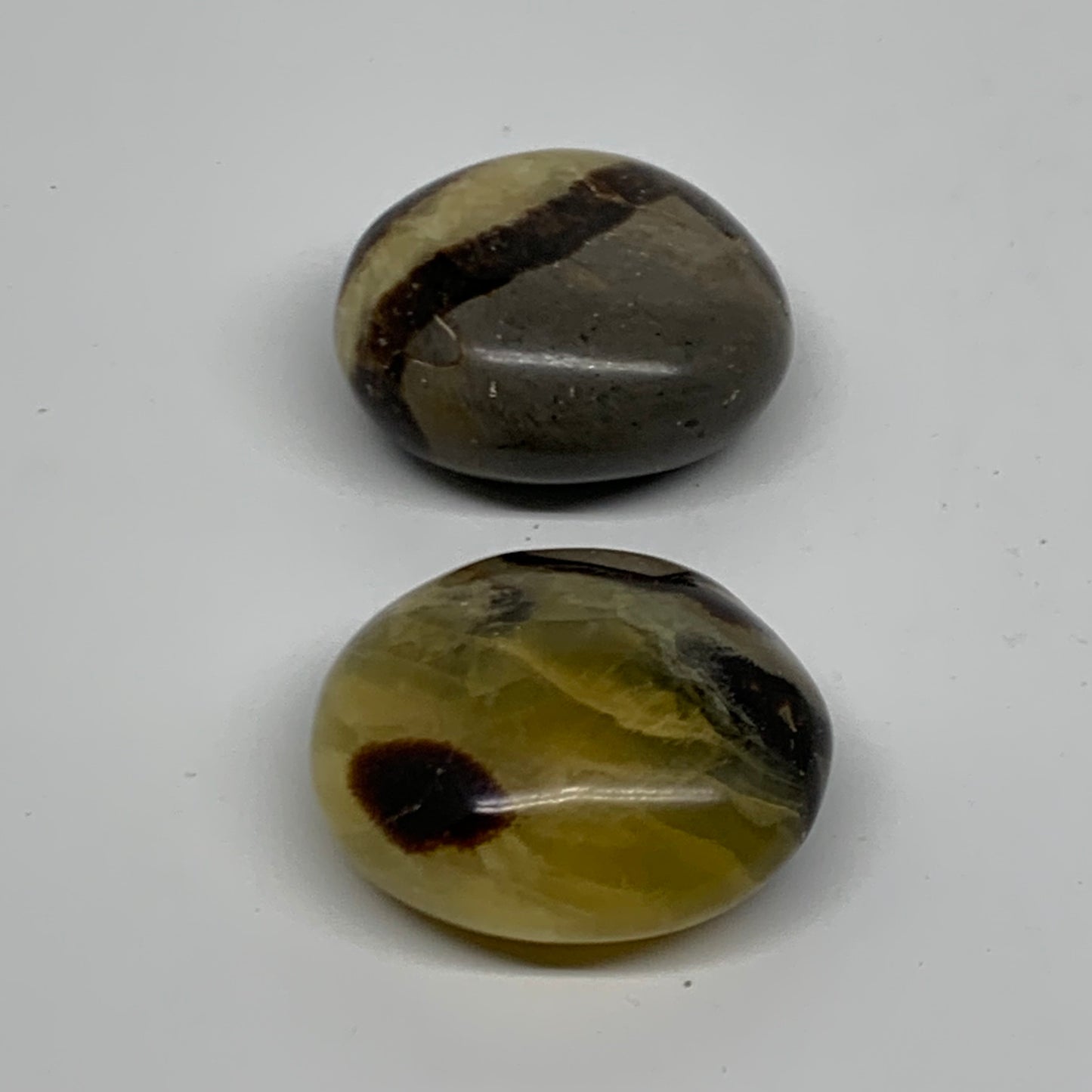 145g,1.9"-1.9", 2pcs, Septarian Nodule Palm-Stone Polished Crystal, B37960