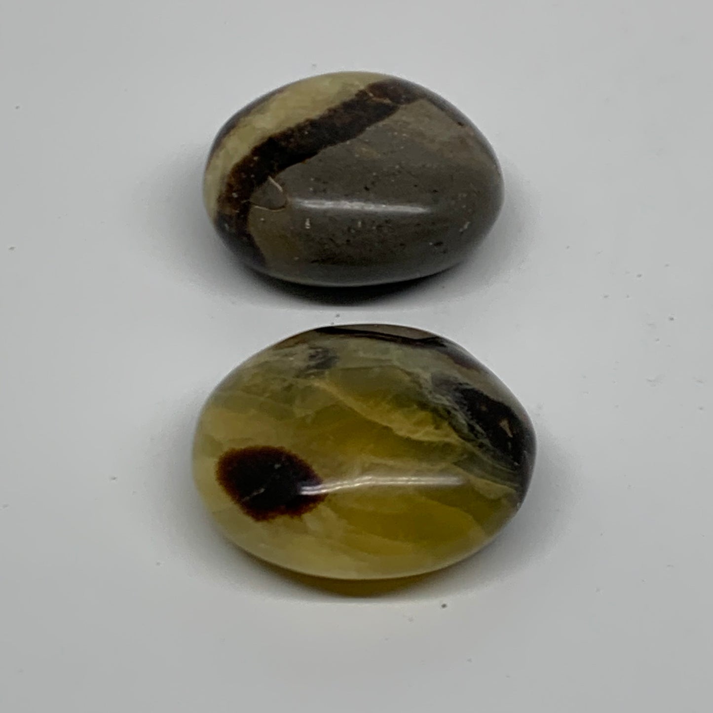 145g,1.9"-1.9", 2pcs, Septarian Nodule Palm-Stone Polished Crystal, B37960