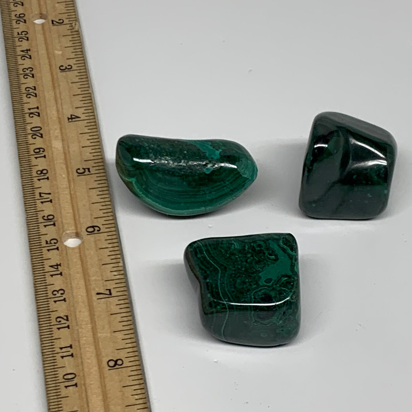 155.8g, 1"-1.7", 3pcs, Natural Small Malachite Tumbled Polished, B32825