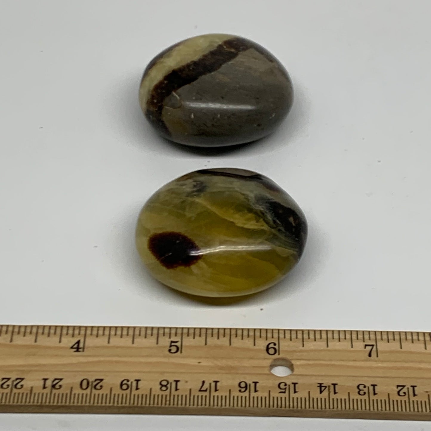 145g,1.9"-1.9", 2pcs, Septarian Nodule Palm-Stone Polished Crystal, B37960