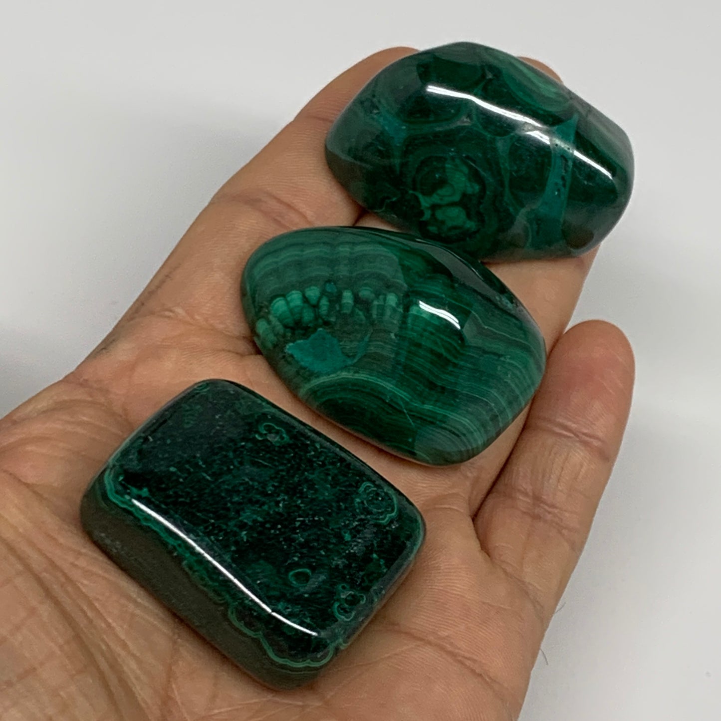 184.2g, 1.5"-1.8", 3pcs, Natural Small Malachite Tumbled Polished, B32826