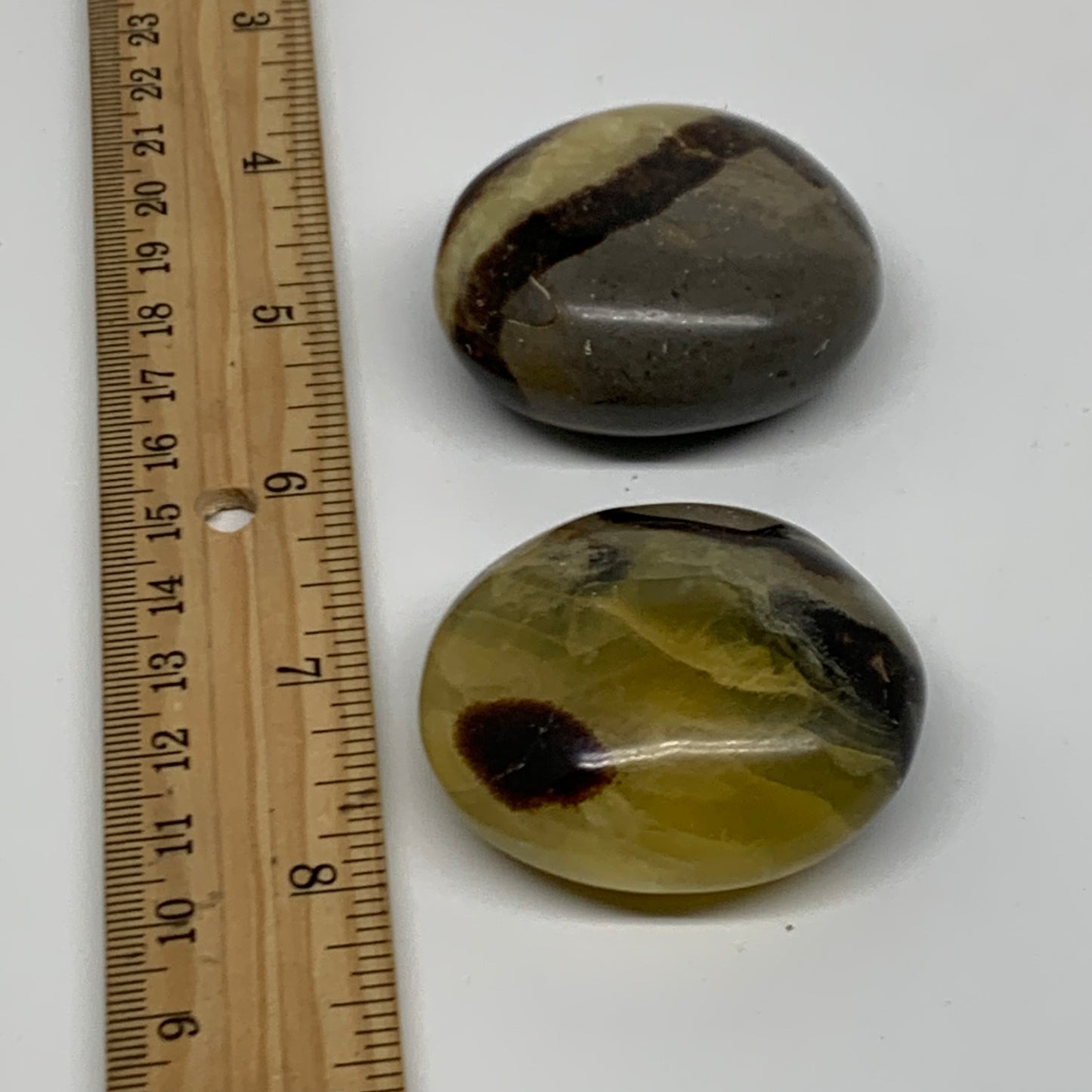 145g,1.9"-1.9", 2pcs, Septarian Nodule Palm-Stone Polished Crystal, B37960