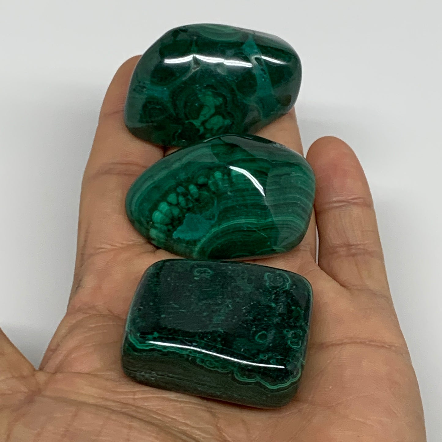 184.2g, 1.5"-1.8", 3pcs, Natural Small Malachite Tumbled Polished, B32826