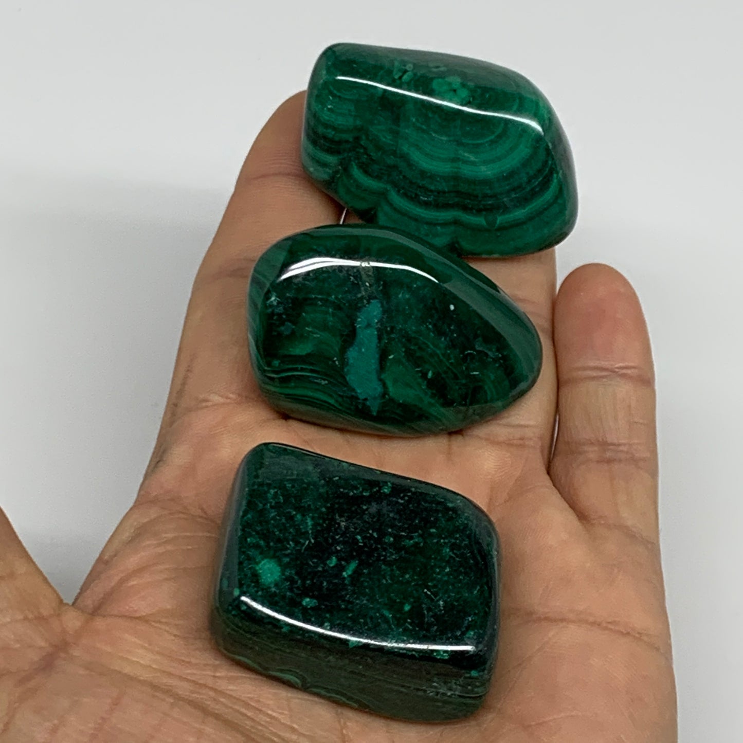 184.2g, 1.5"-1.8", 3pcs, Natural Small Malachite Tumbled Polished, B32826