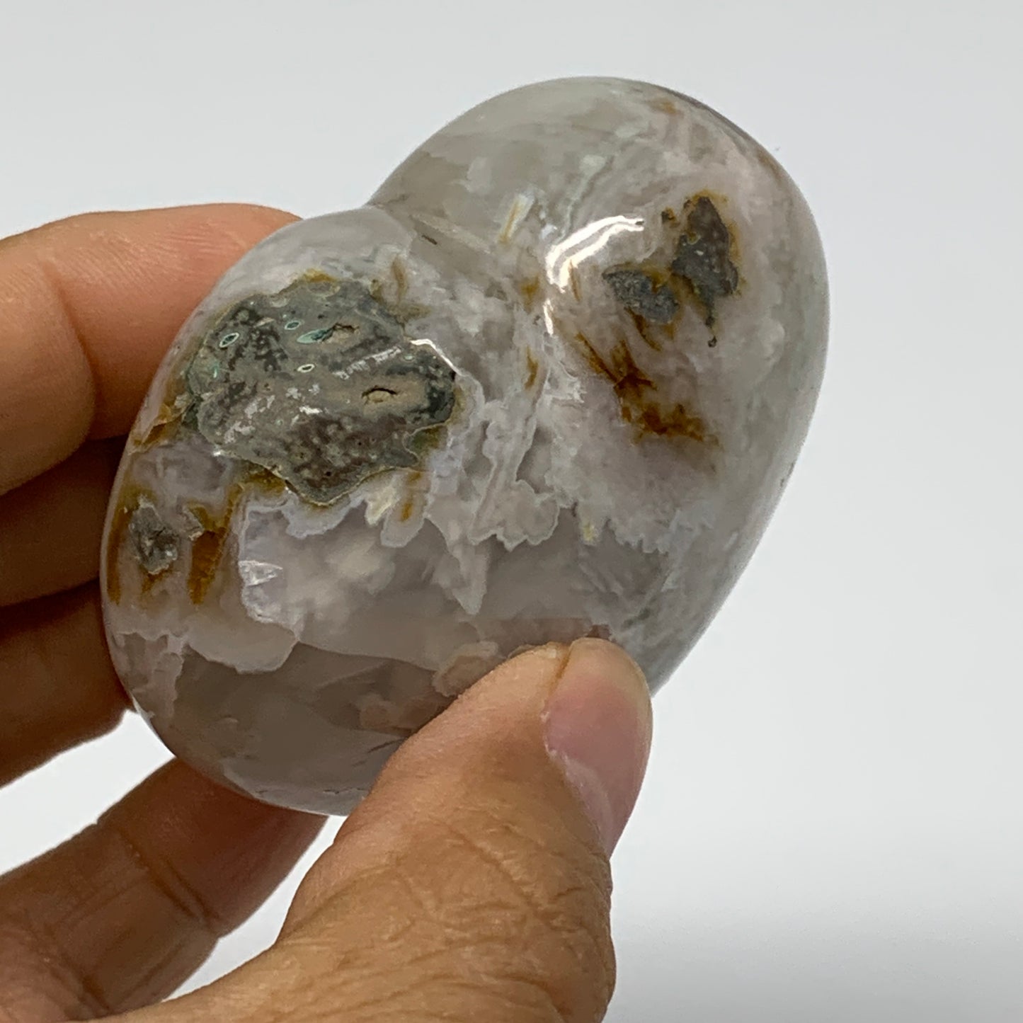 0.38 lbs, 2.4"x2.6"x1.4", Cherry Blossom Flower Agate Heart Crystal, B37125