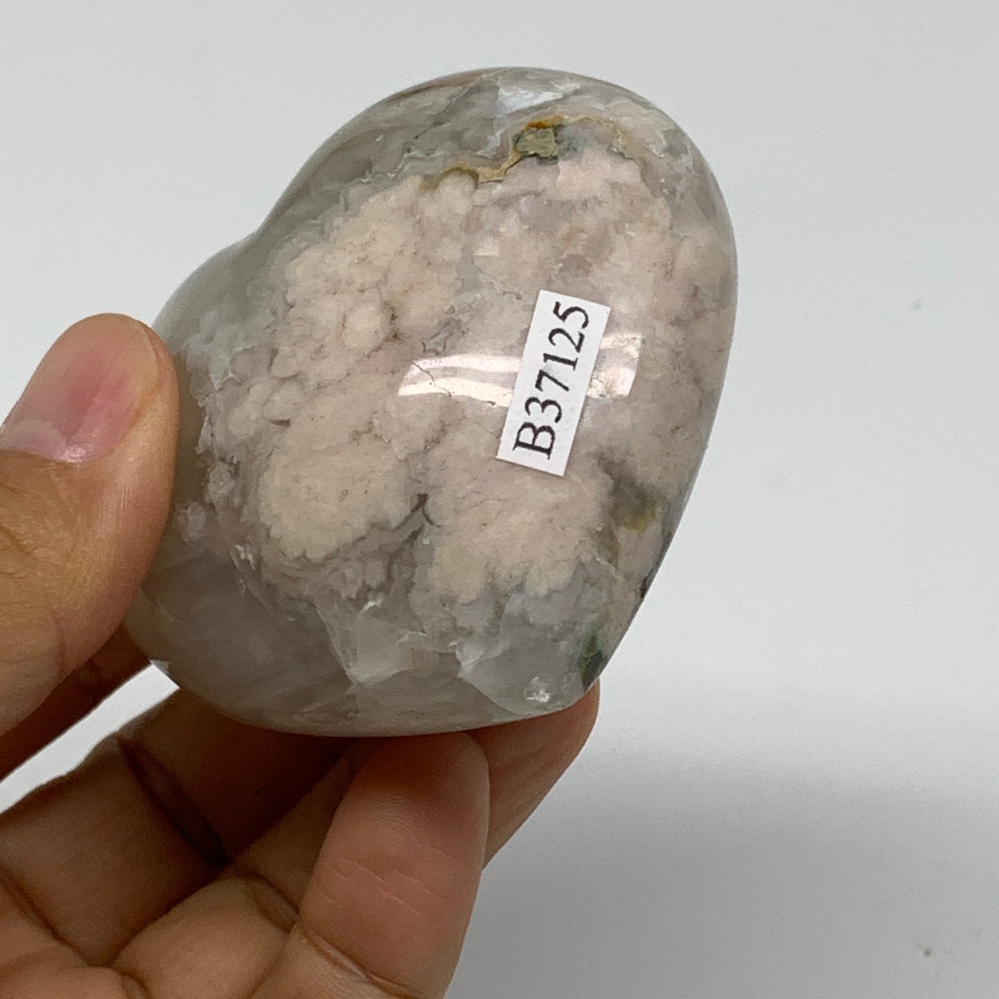 0.38 lbs, 2.4"x2.6"x1.4", Cherry Blossom Flower Agate Heart Crystal, B37125