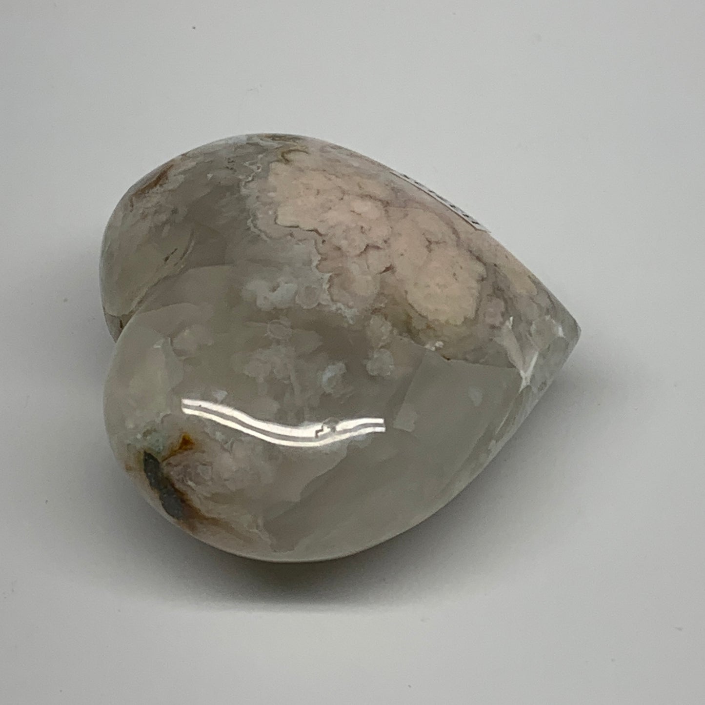 0.38 lbs, 2.4"x2.6"x1.4", Cherry Blossom Flower Agate Heart Crystal, B37125