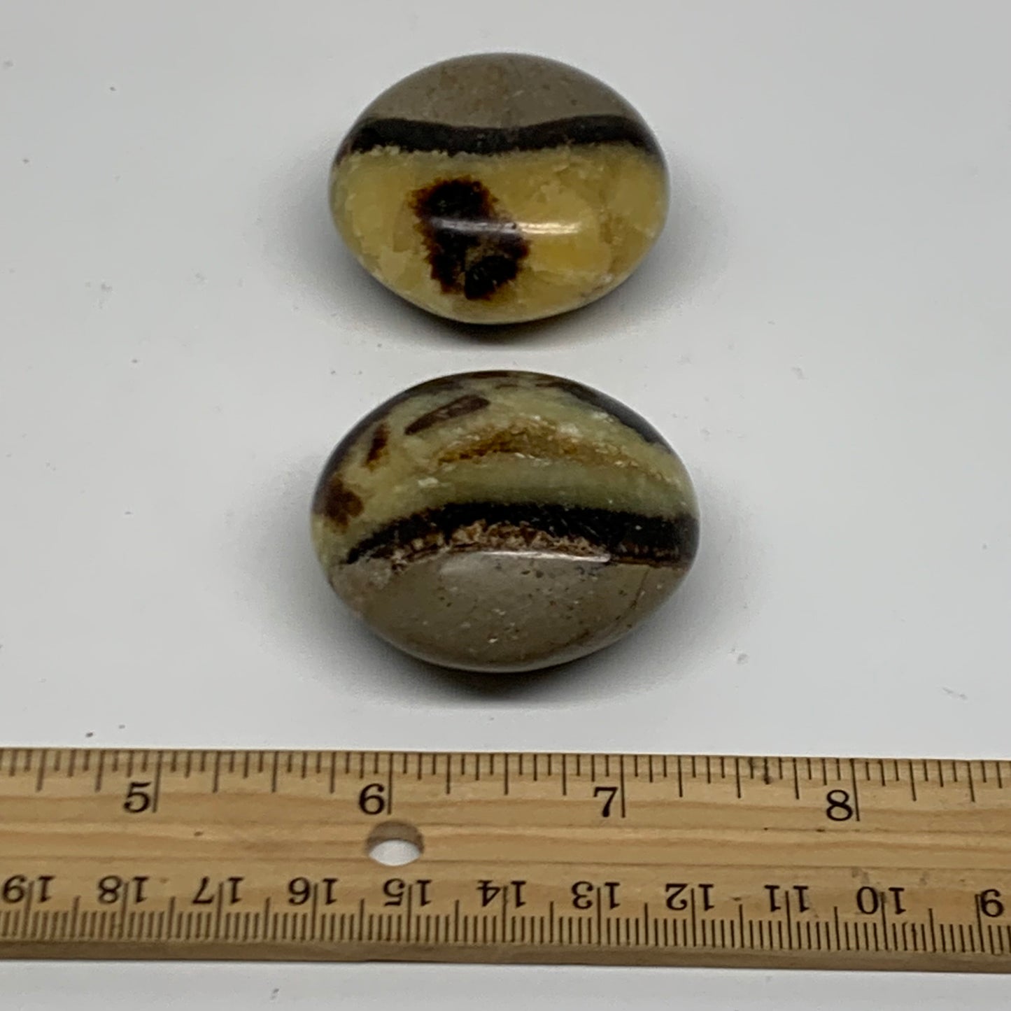 125.6g,1.7"-1.8", 2pcs, Septarian Nodule Palm-Stone Polished Crystal, B37961