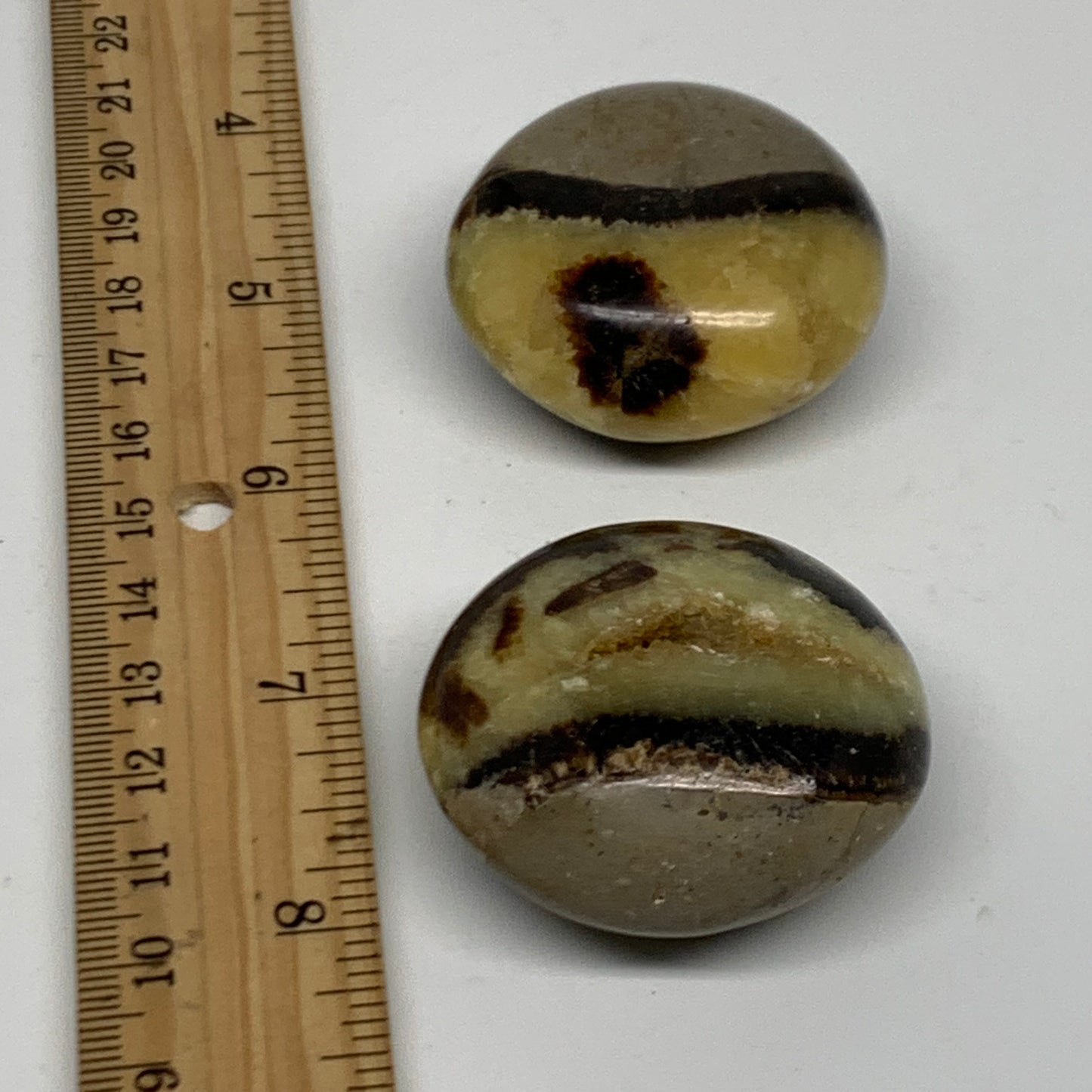 125.6g,1.7"-1.8", 2pcs, Septarian Nodule Palm-Stone Polished Crystal, B37961