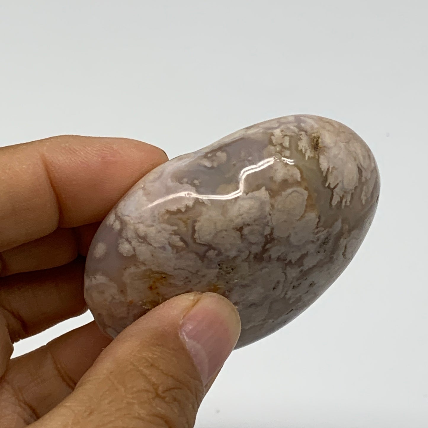 0.24 lbs, 2.2"x2.4"x0.9", Cherry Blossom Flower Agate Heart Crystal, B37126