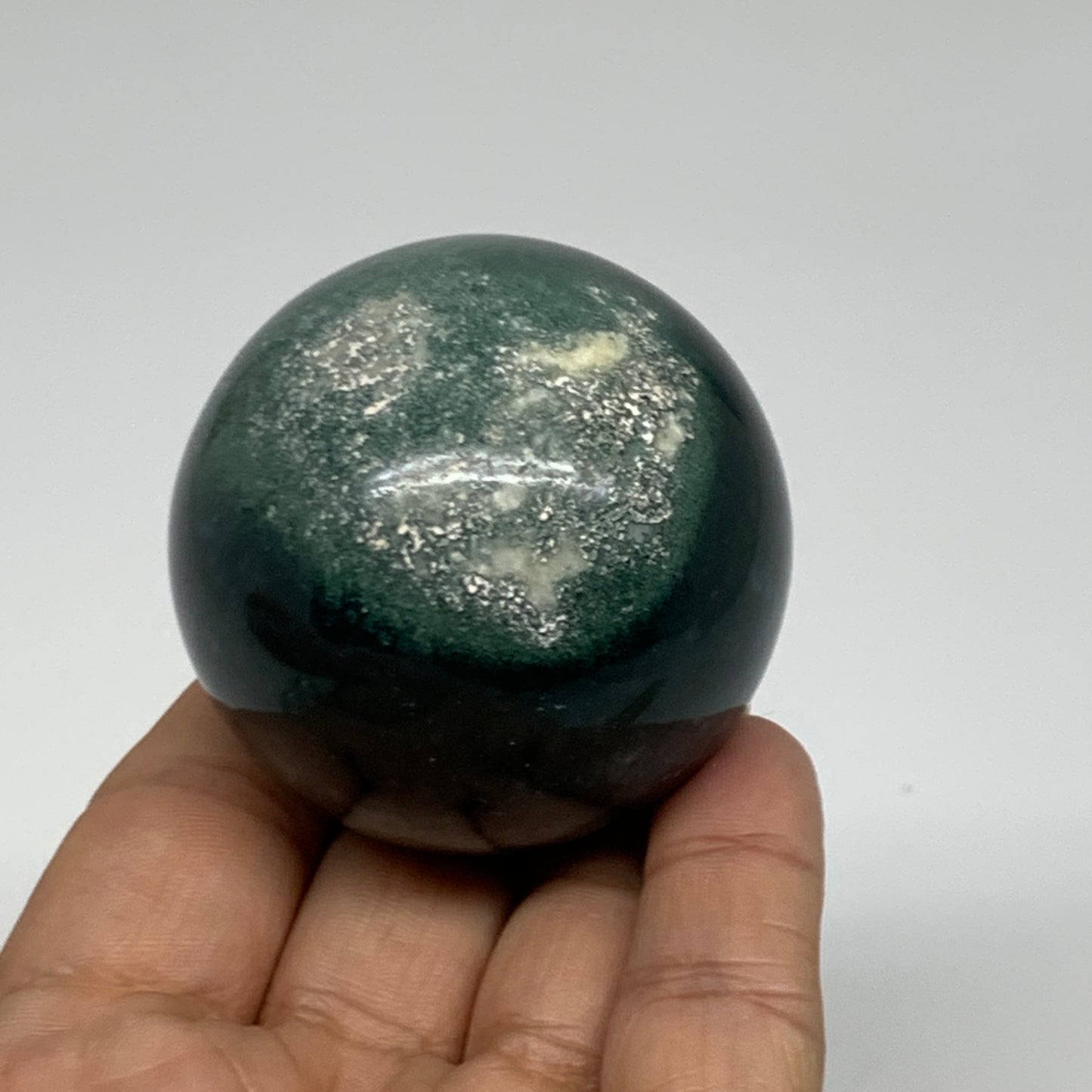 174.7g, 2"(50mm), Natural Moss Agate Sphere Ball Gemstone @India,B34921