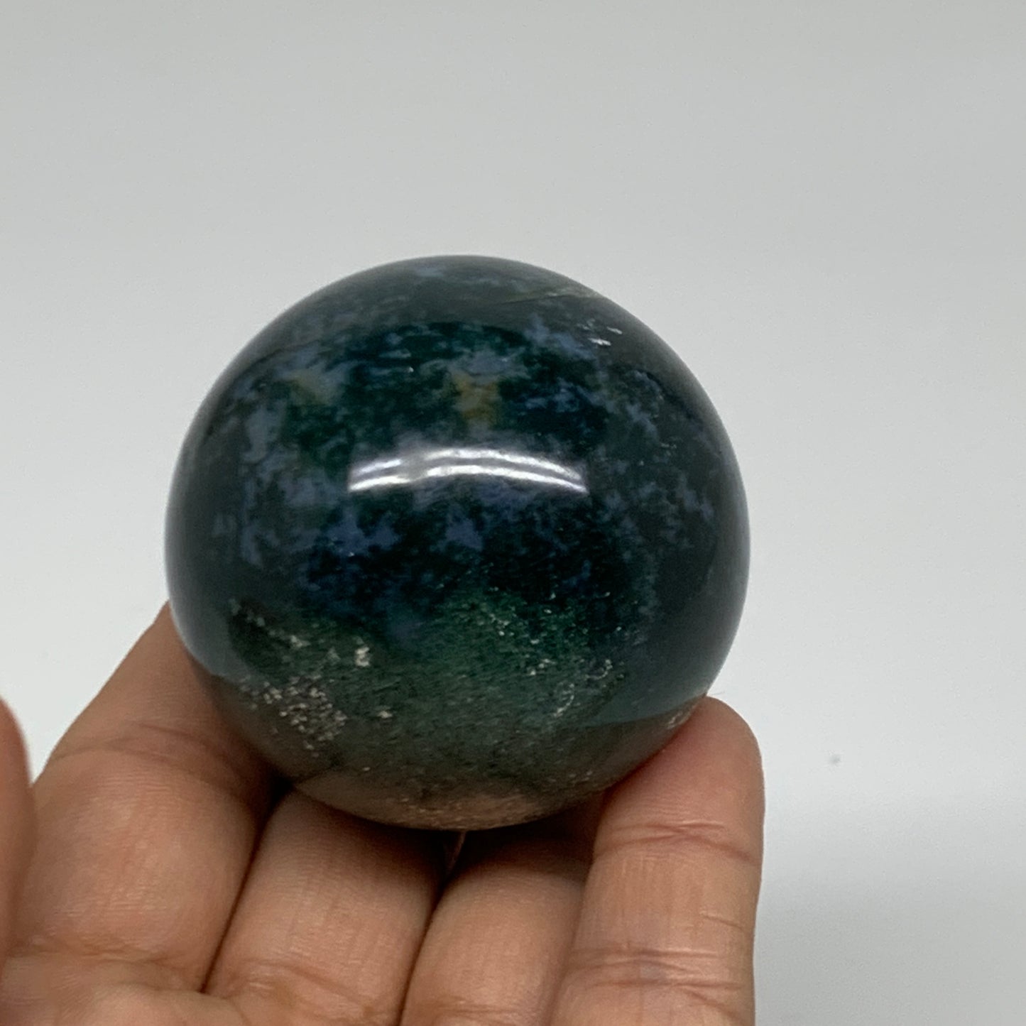 174.7g, 2"(50mm), Natural Moss Agate Sphere Ball Gemstone @India,B34921