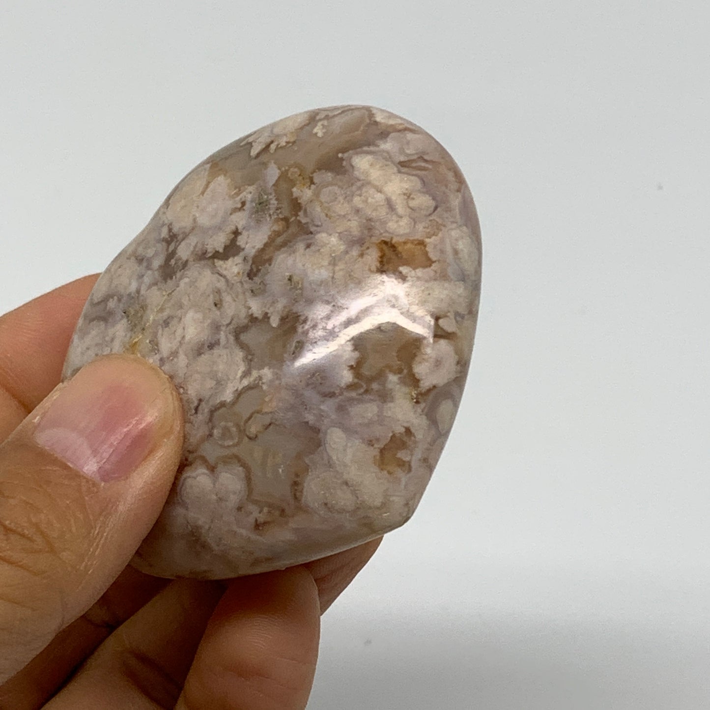 0.24 lbs, 2.2"x2.4"x0.9", Cherry Blossom Flower Agate Heart Crystal, B37126