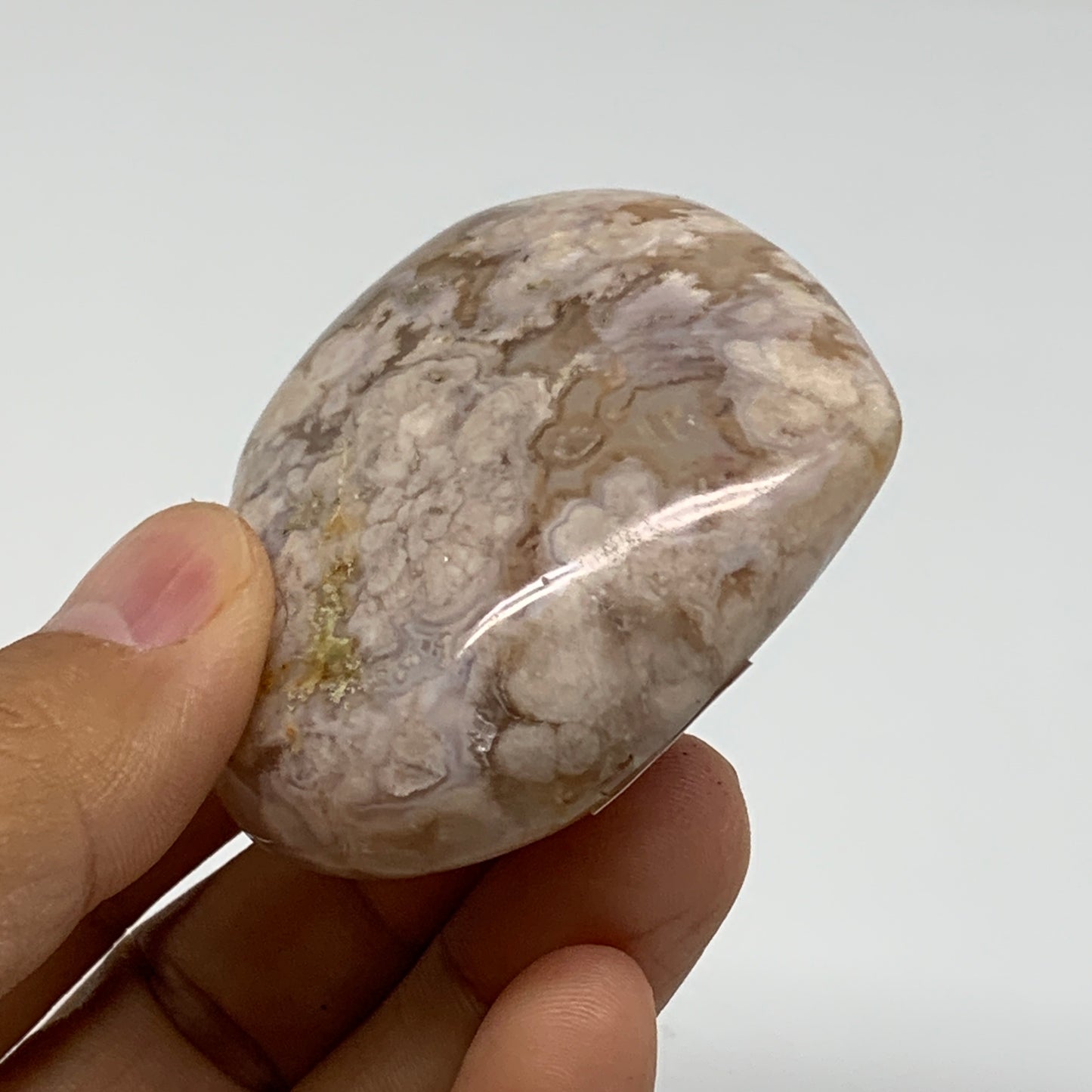 0.24 lbs, 2.2"x2.4"x0.9", Cherry Blossom Flower Agate Heart Crystal, B37126