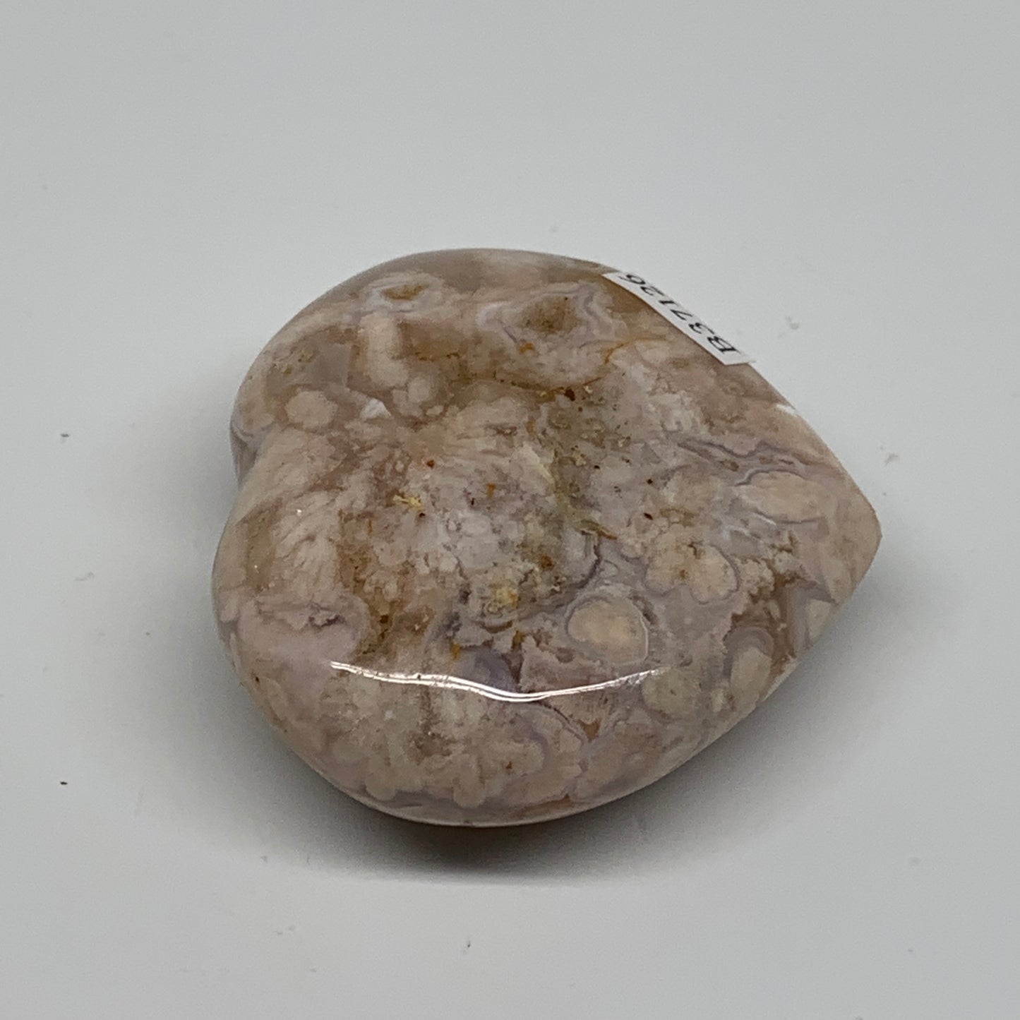 0.24 lbs, 2.2"x2.4"x0.9", Cherry Blossom Flower Agate Heart Crystal, B37126