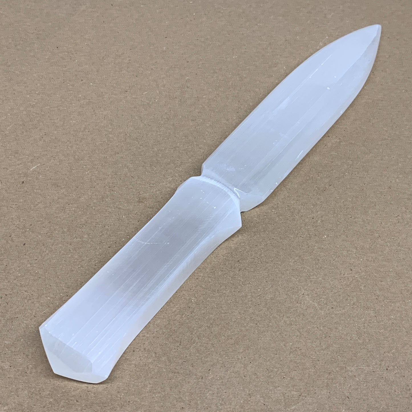 320g, 11.5"x1.6"x0.7", Natural Selenite Crystal Dagger (Satin Spar), B36226