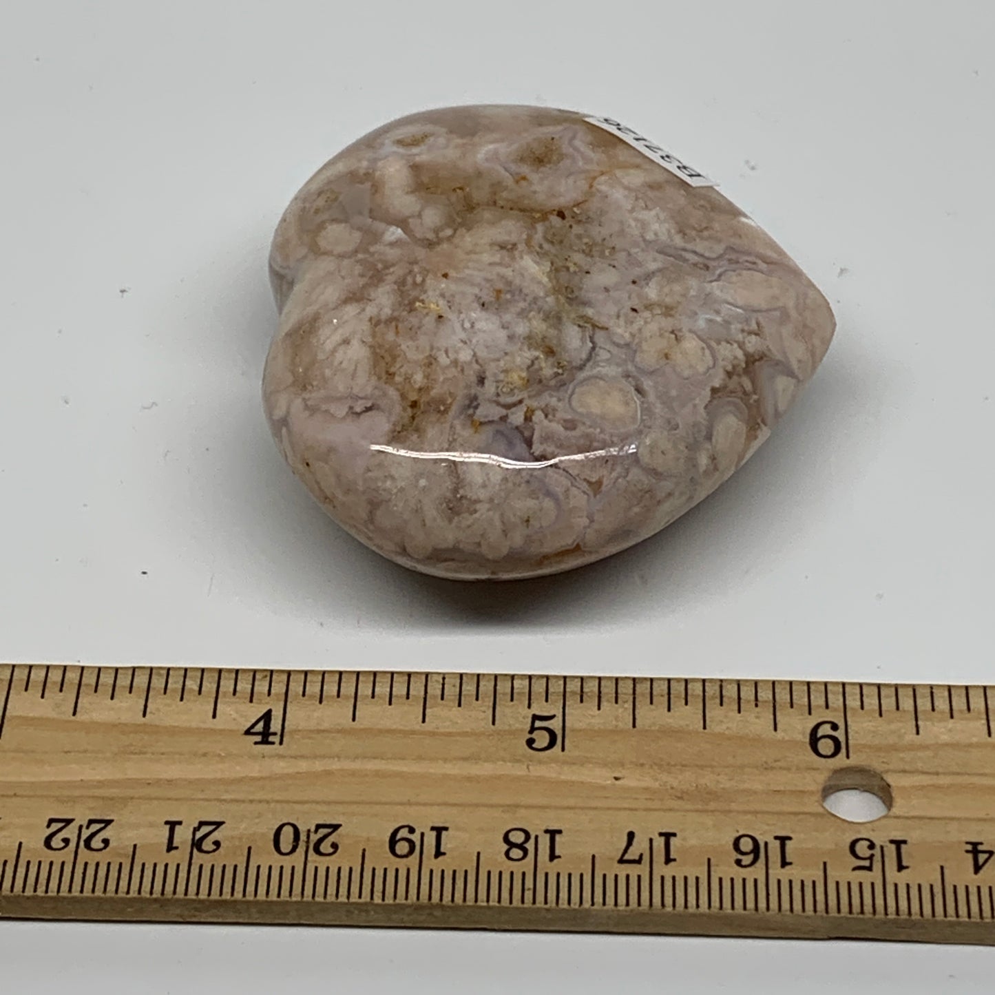 0.24 lbs, 2.2"x2.4"x0.9", Cherry Blossom Flower Agate Heart Crystal, B37126