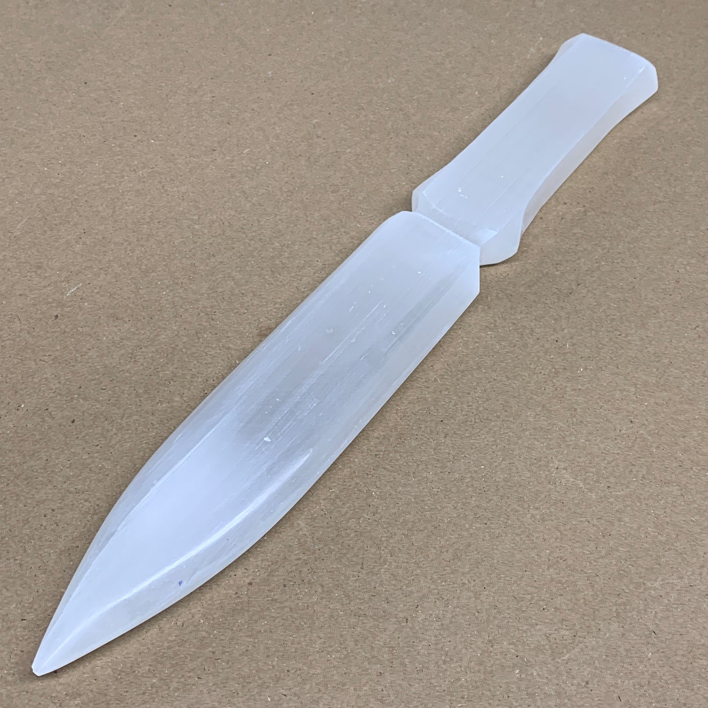 320g, 11.5"x1.6"x0.7", Natural Selenite Crystal Dagger (Satin Spar), B36226