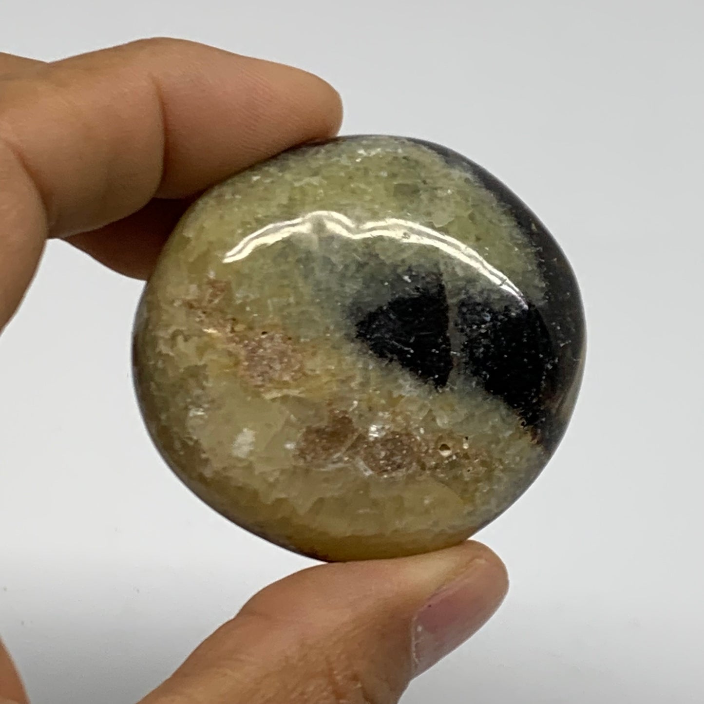 155.5g,1.8"-1.8", 2pcs, Septarian Nodule Palm-Stone Polished Crystal, B37962