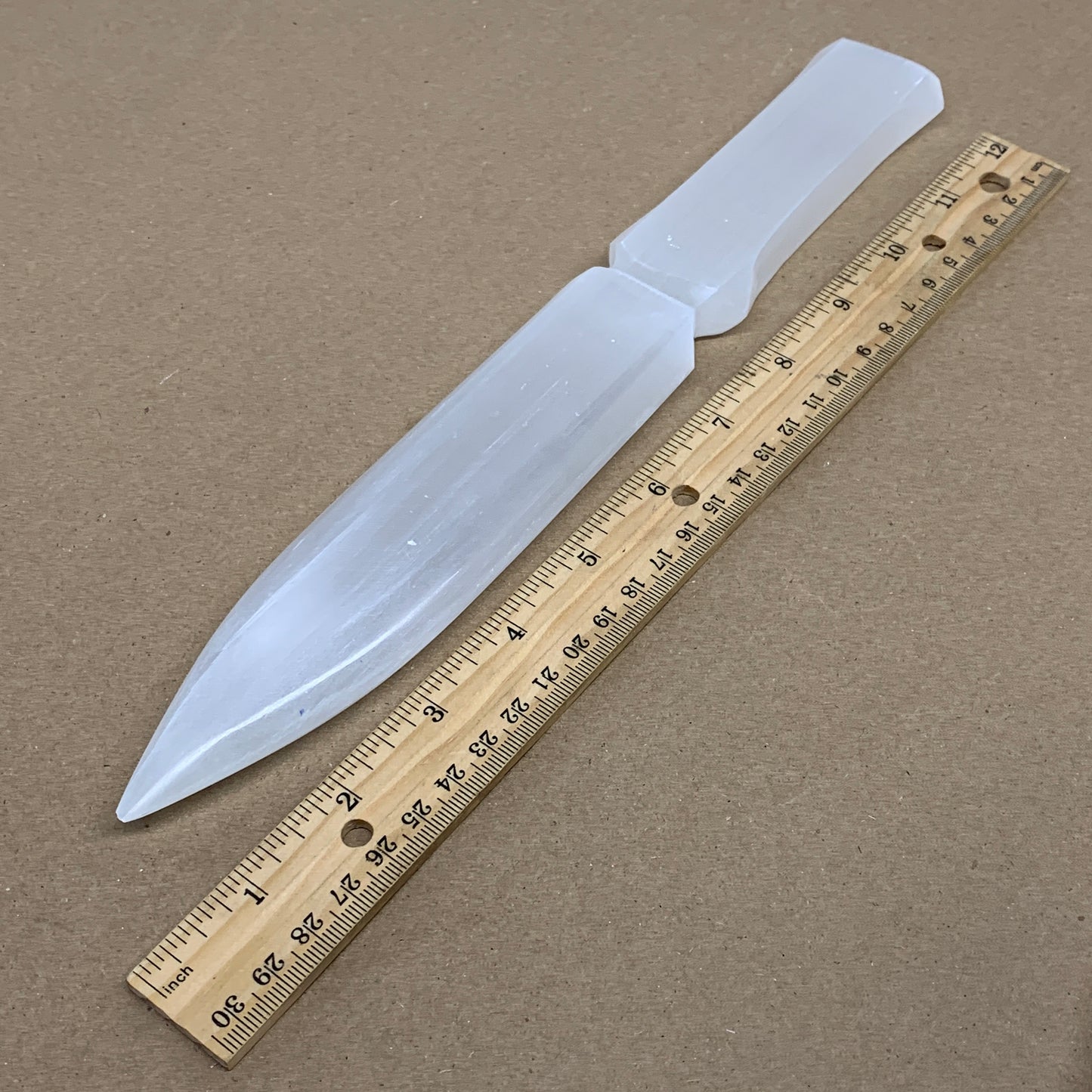 320g, 11.5"x1.6"x0.7", Natural Selenite Crystal Dagger (Satin Spar), B36226