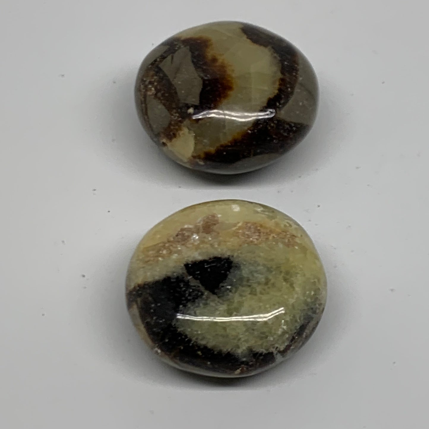 155.5g,1.8"-1.8", 2pcs, Septarian Nodule Palm-Stone Polished Crystal, B37962