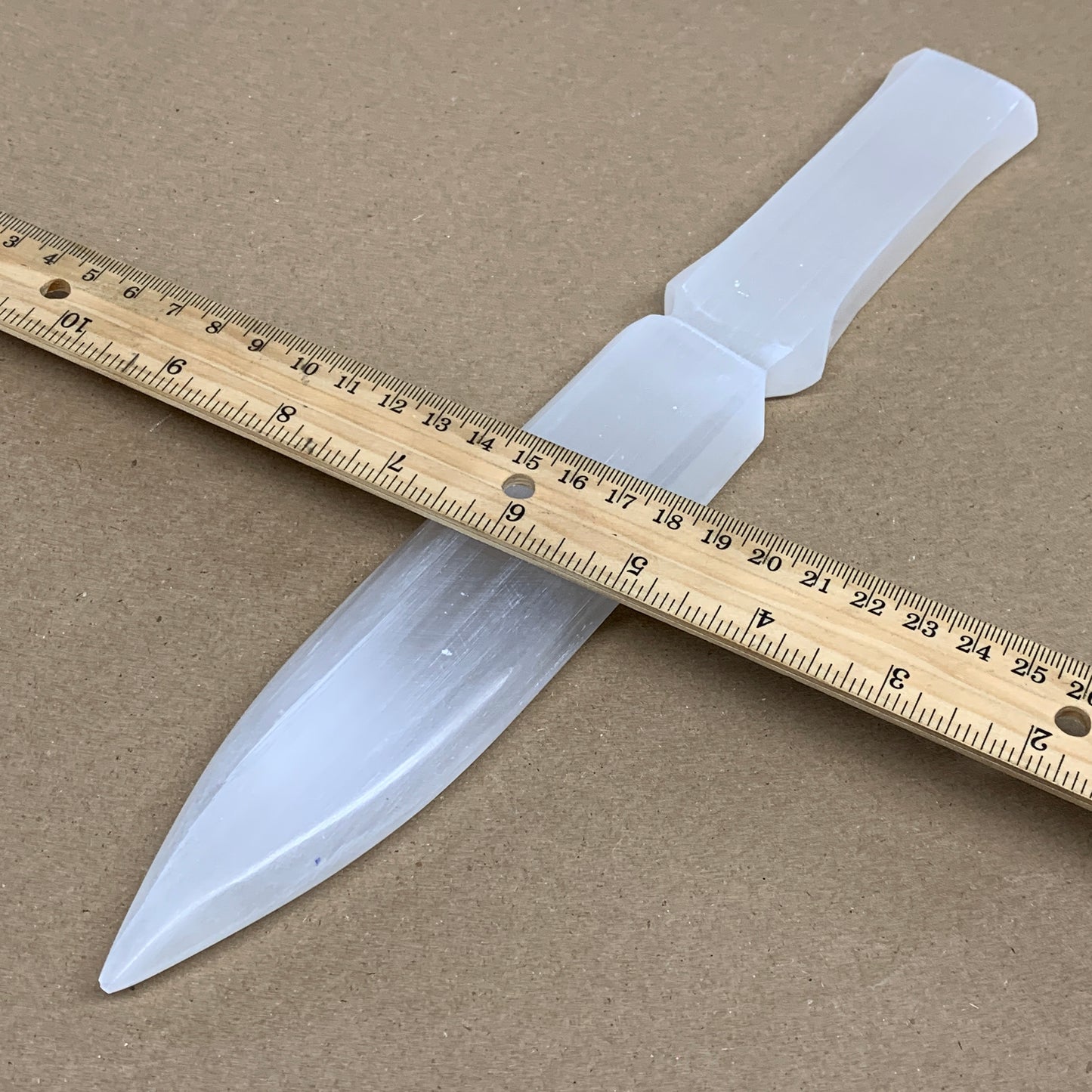 320g, 11.5"x1.6"x0.7", Natural Selenite Crystal Dagger (Satin Spar), B36226