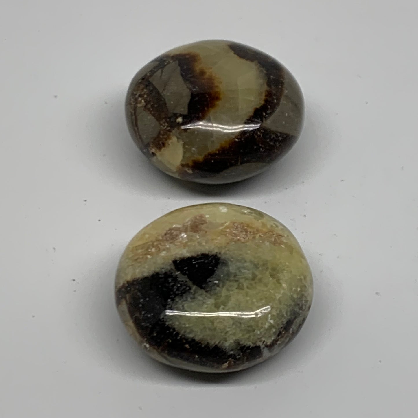 155.5g,1.8"-1.8", 2pcs, Septarian Nodule Palm-Stone Polished Crystal, B37962