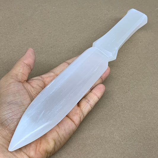 317g, 11.5"x1.6"x0.7", Natural Selenite Crystal Dagger (Satin Spar), B36227