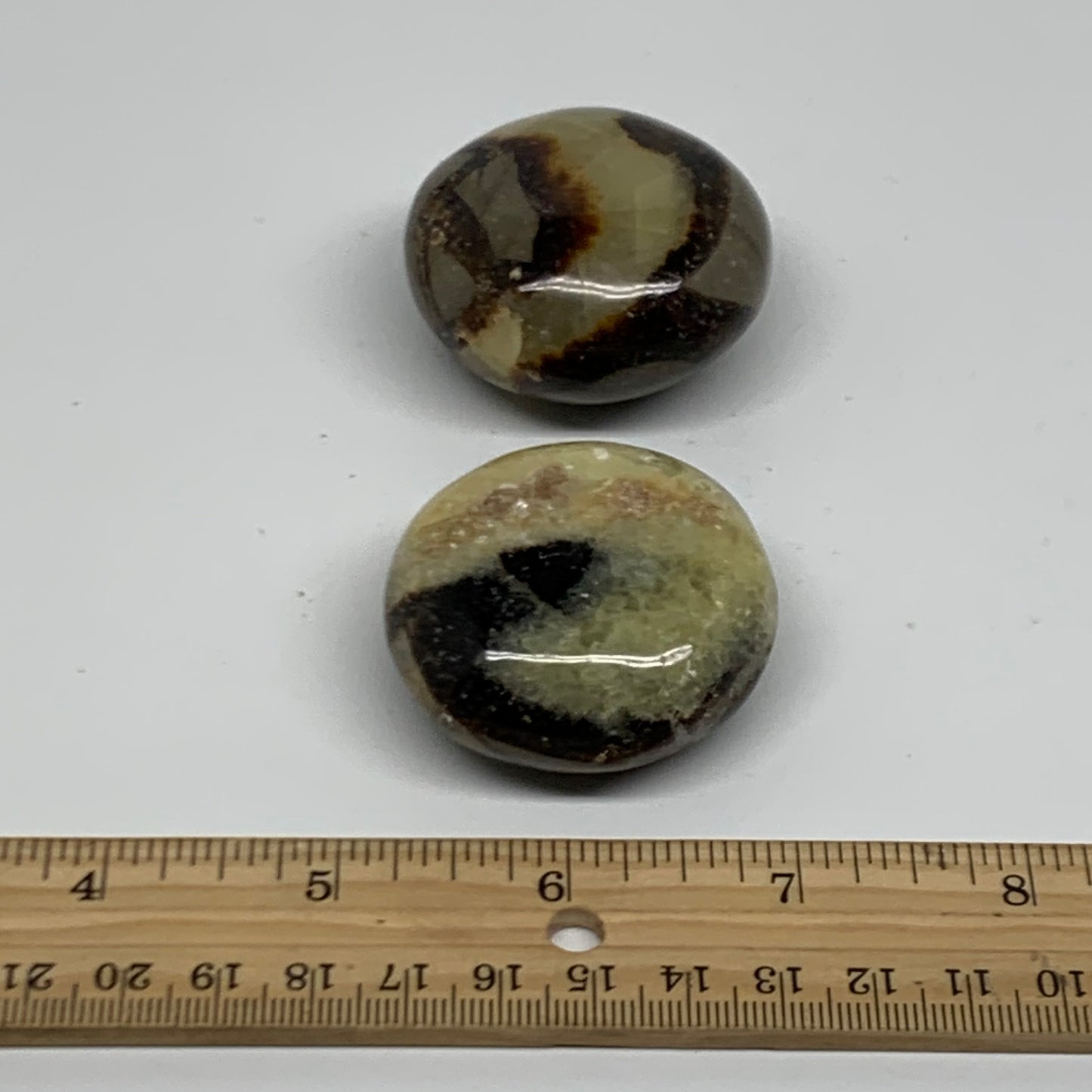 155.5g,1.8"-1.8", 2pcs, Septarian Nodule Palm-Stone Polished Crystal, B37962