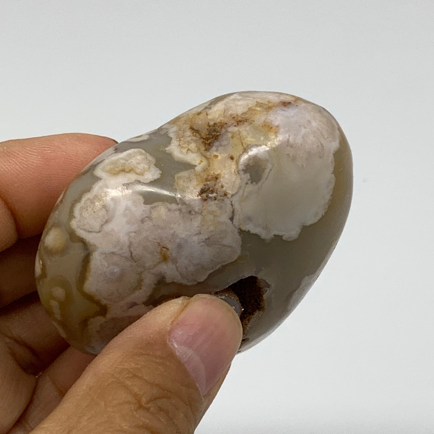 0.25 lbs, 2.2"x2.4"x1.1", Cherry Blossom Flower Agate Heart Crystal, B37127