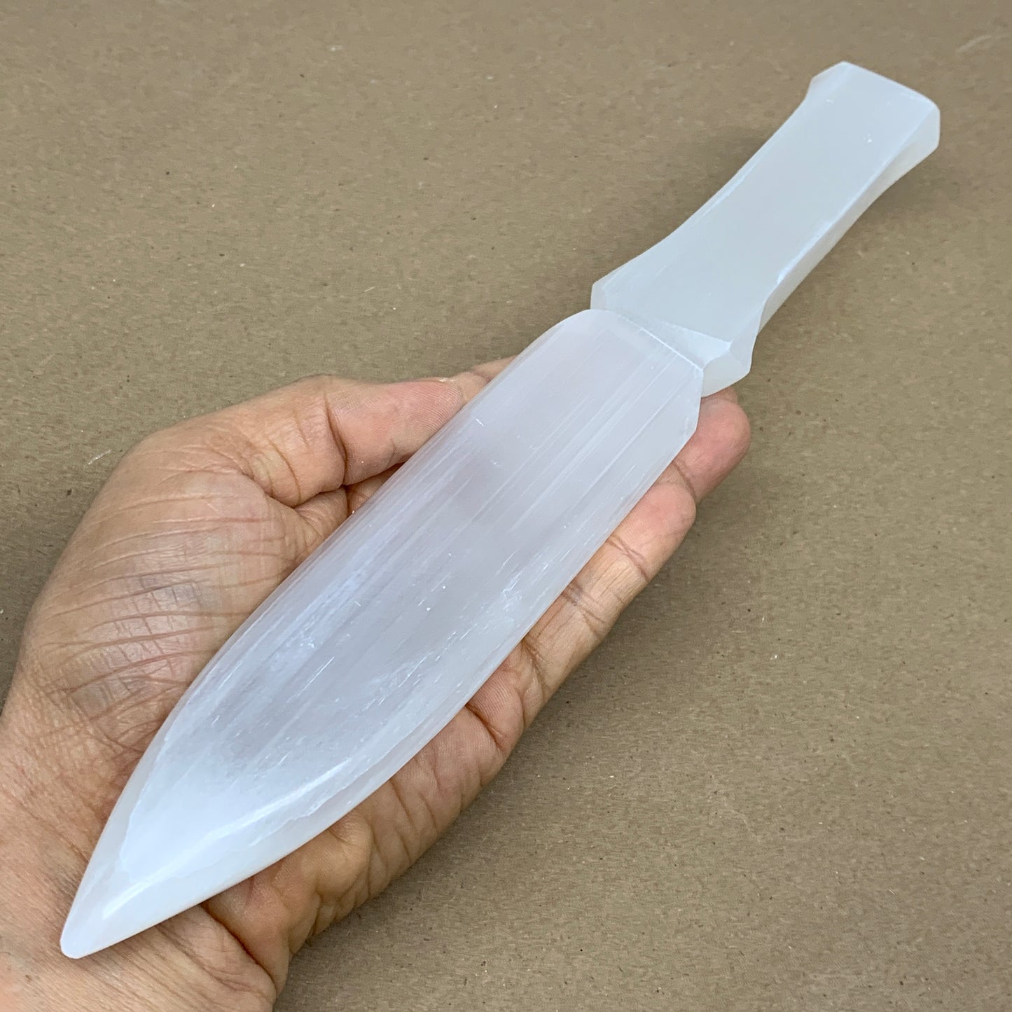 317g, 11.5"x1.6"x0.7", Natural Selenite Crystal Dagger (Satin Spar), B36227