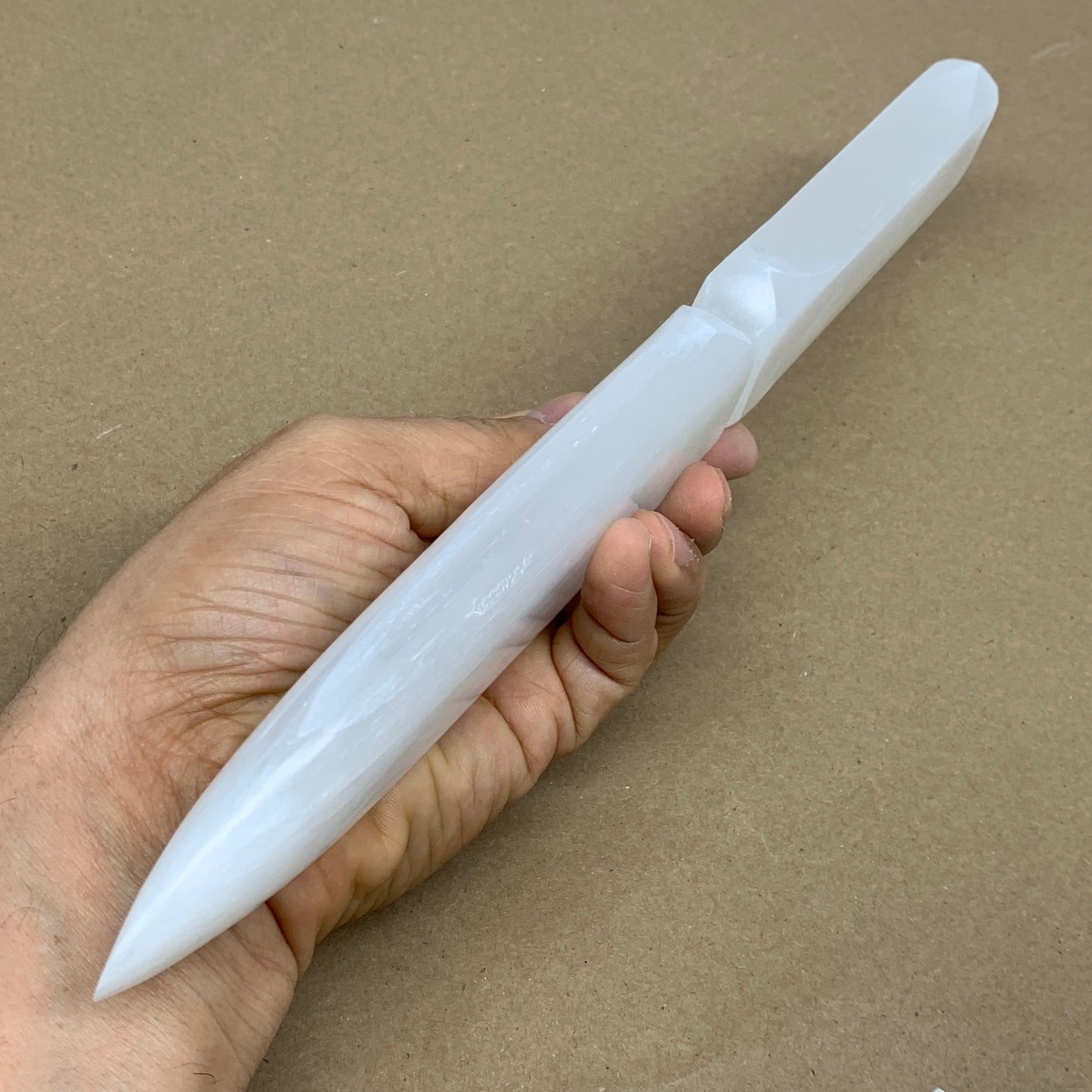 317g, 11.5"x1.6"x0.7", Natural Selenite Crystal Dagger (Satin Spar), B36227
