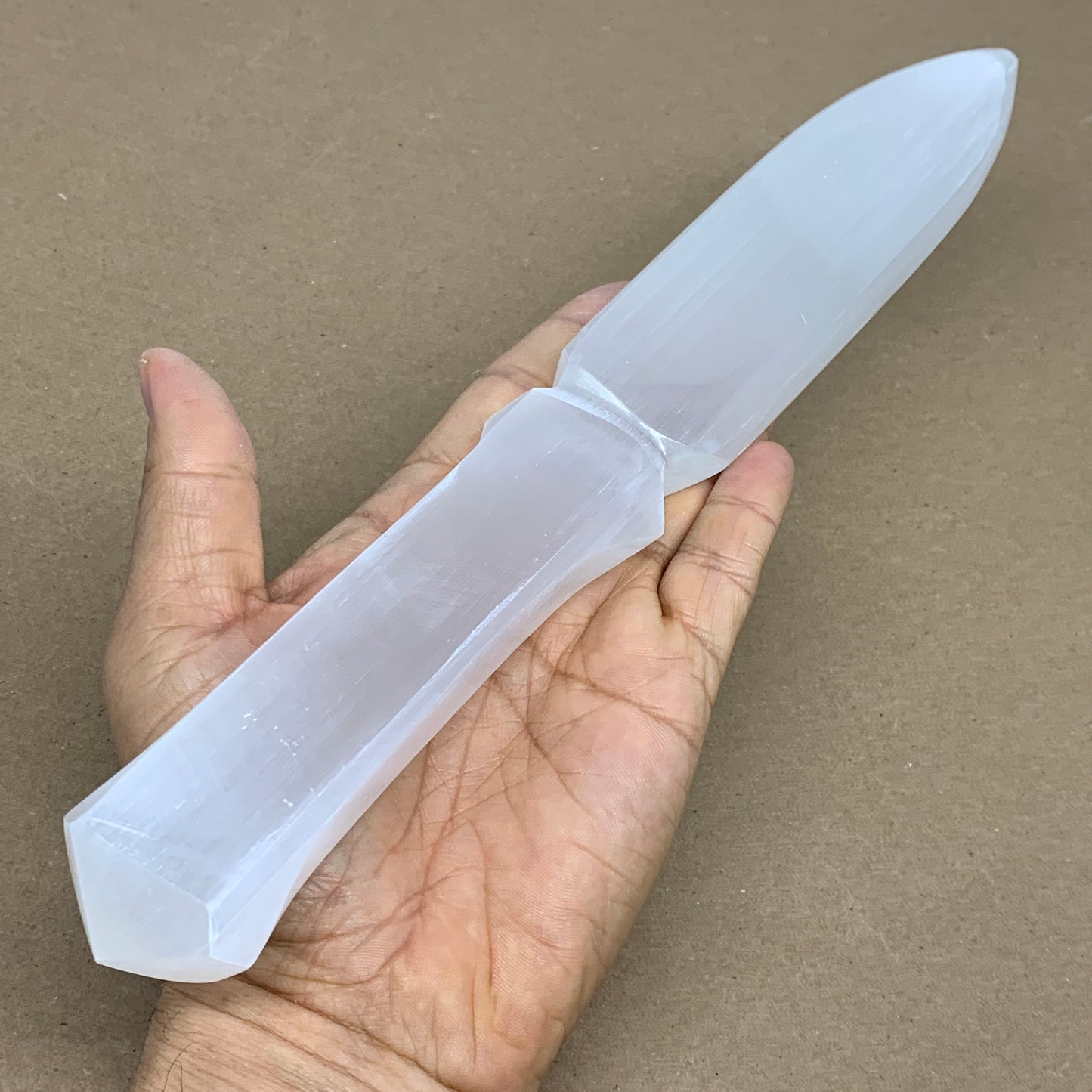 317g, 11.5"x1.6"x0.7", Natural Selenite Crystal Dagger (Satin Spar), B36227