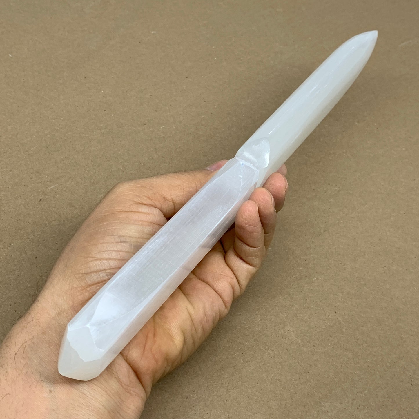 317g, 11.5"x1.6"x0.7", Natural Selenite Crystal Dagger (Satin Spar), B36227