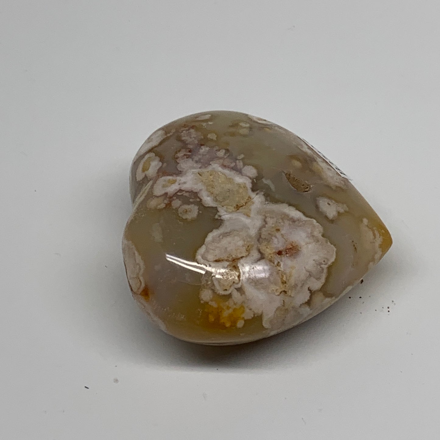 0.25 lbs, 2.2"x2.4"x1.1", Cherry Blossom Flower Agate Heart Crystal, B37127