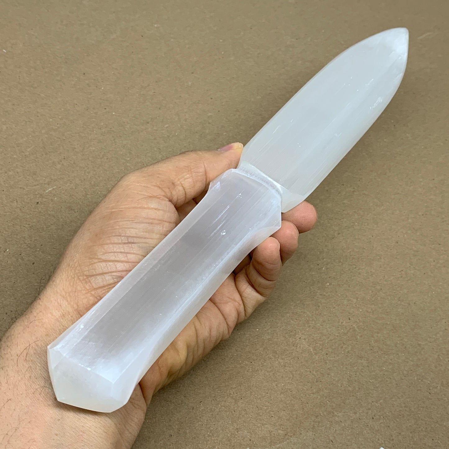 317g, 11.5"x1.6"x0.7", Natural Selenite Crystal Dagger (Satin Spar), B36227