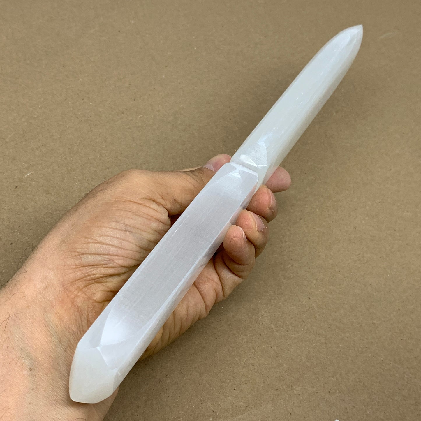 317g, 11.5"x1.6"x0.7", Natural Selenite Crystal Dagger (Satin Spar), B36227