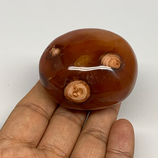122.8g, 2.1"x1.8"x1.4", Red Carnelian Palm-Stone Gem Crystal Polished, B28447