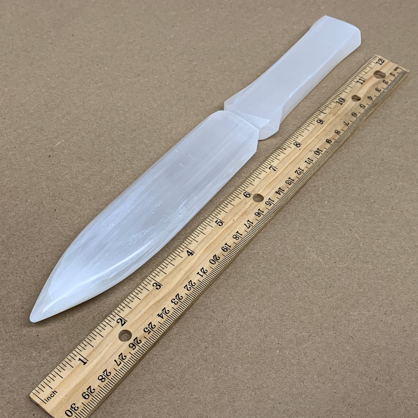 317g, 11.5"x1.6"x0.7", Natural Selenite Crystal Dagger (Satin Spar), B36227