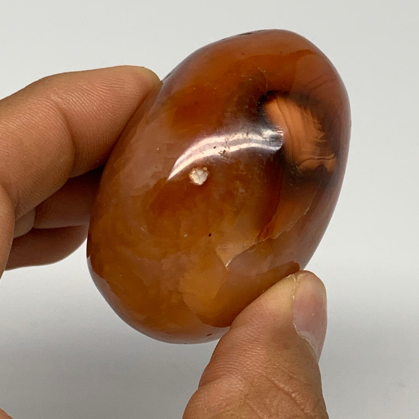 122.8g, 2.1"x1.8"x1.4", Red Carnelian Palm-Stone Gem Crystal Polished, B28447