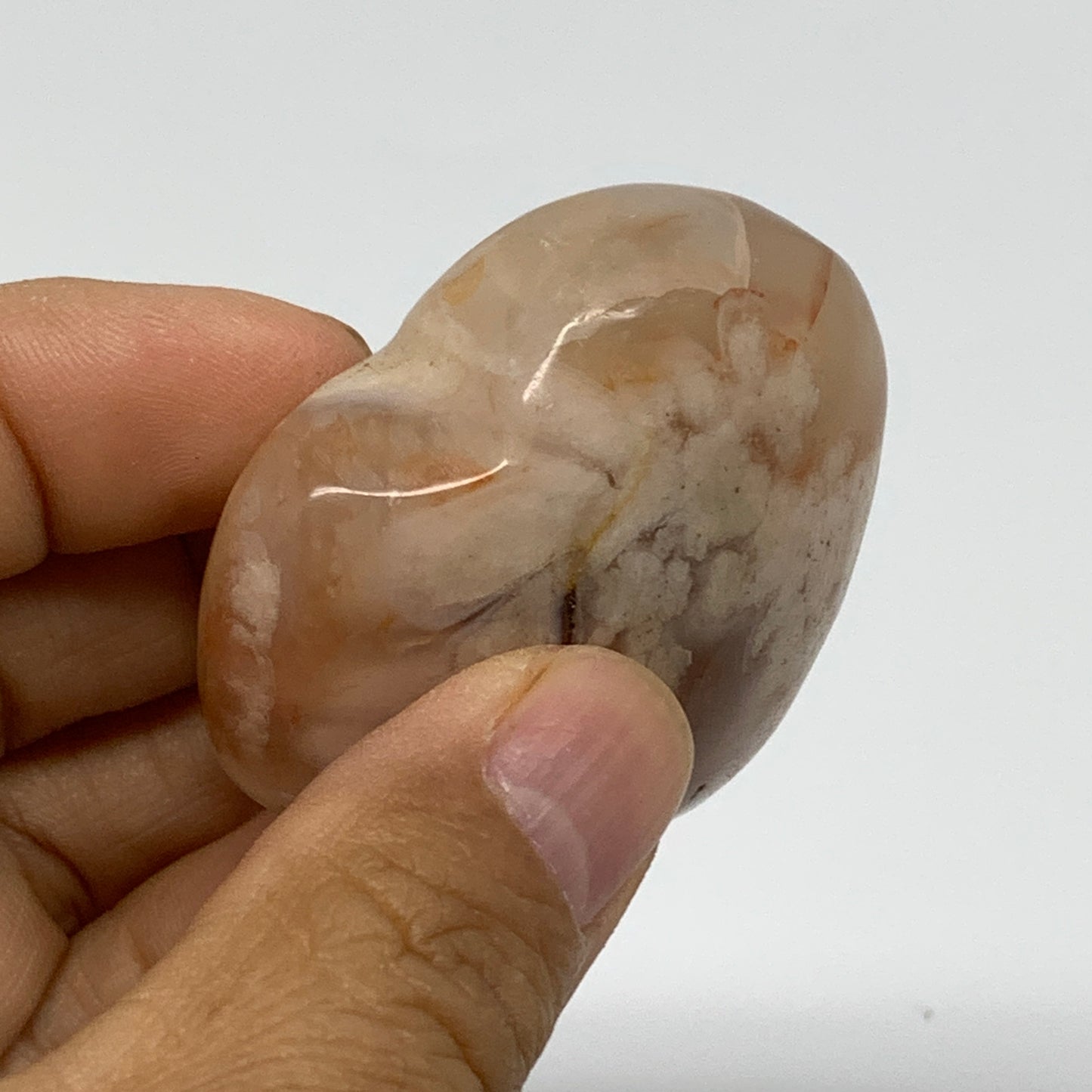 0.16 lbs, 1.9"x2"x0.9", Cherry Blossom Flower Agate Heart Crystal, B37128