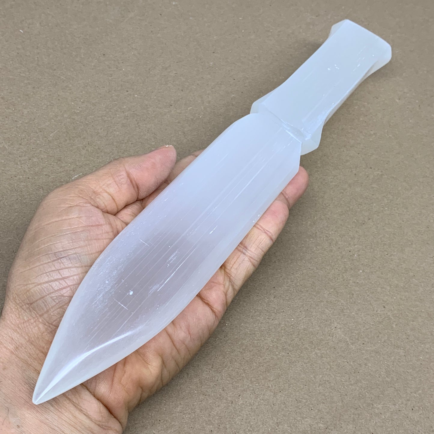 340g, 11.5"x1.6"x0.7", Natural Selenite Crystal Dagger (Satin Spar), B36228