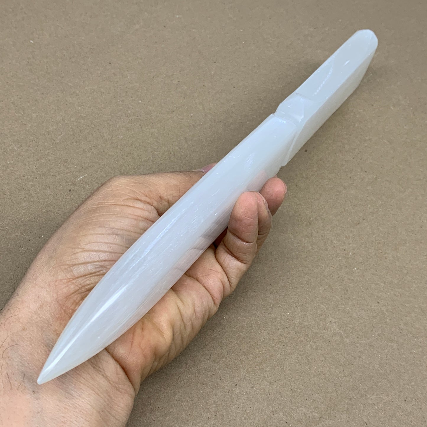 340g, 11.5"x1.6"x0.7", Natural Selenite Crystal Dagger (Satin Spar), B36228