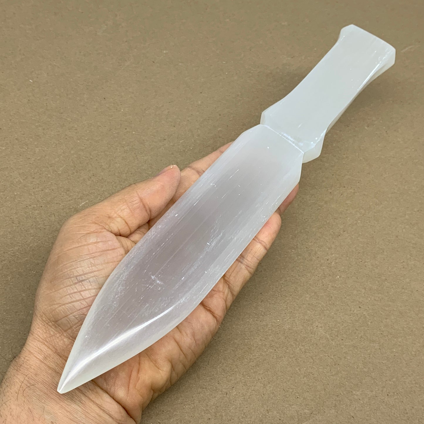 340g, 11.5"x1.6"x0.7", Natural Selenite Crystal Dagger (Satin Spar), B36228