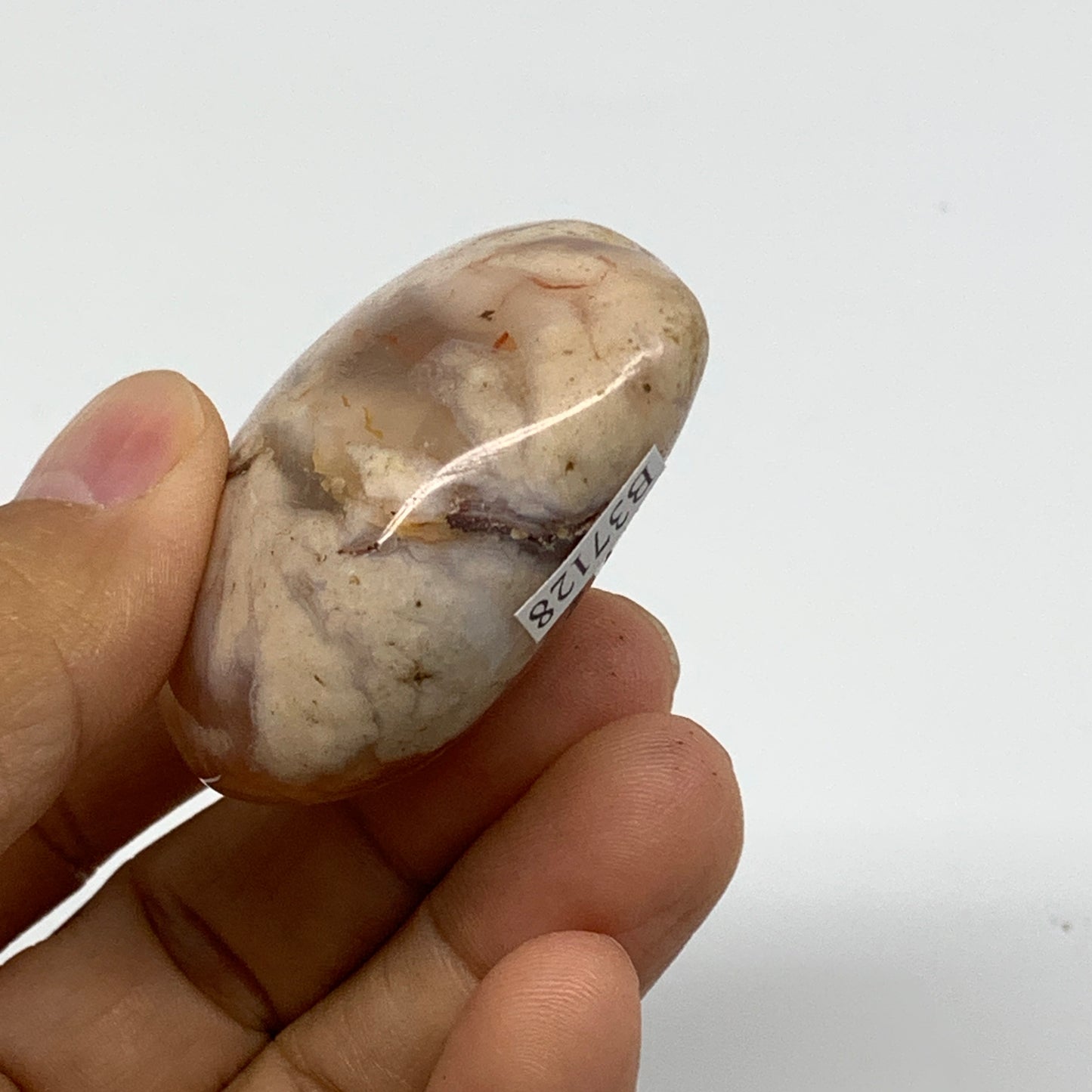 0.16 lbs, 1.9"x2"x0.9", Cherry Blossom Flower Agate Heart Crystal, B37128