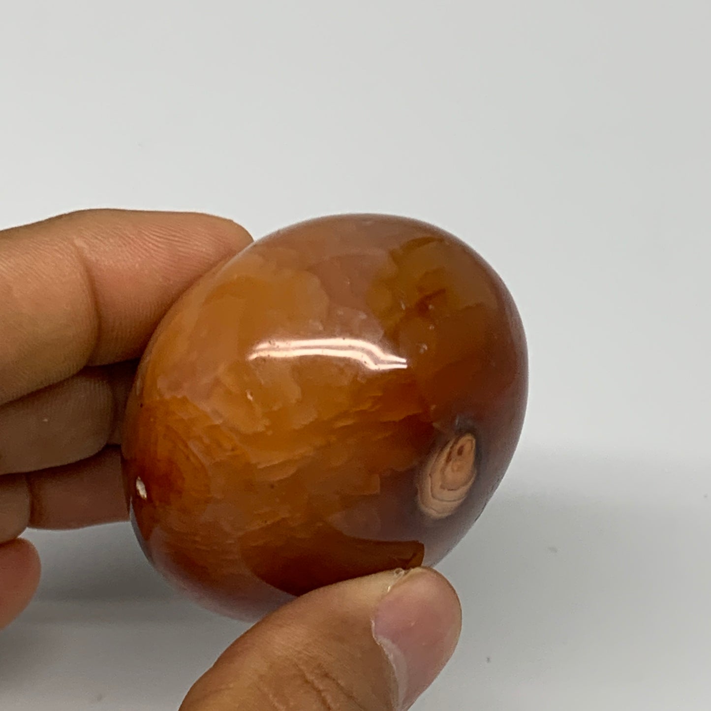 122.8g, 2.1"x1.8"x1.4", Red Carnelian Palm-Stone Gem Crystal Polished, B28447