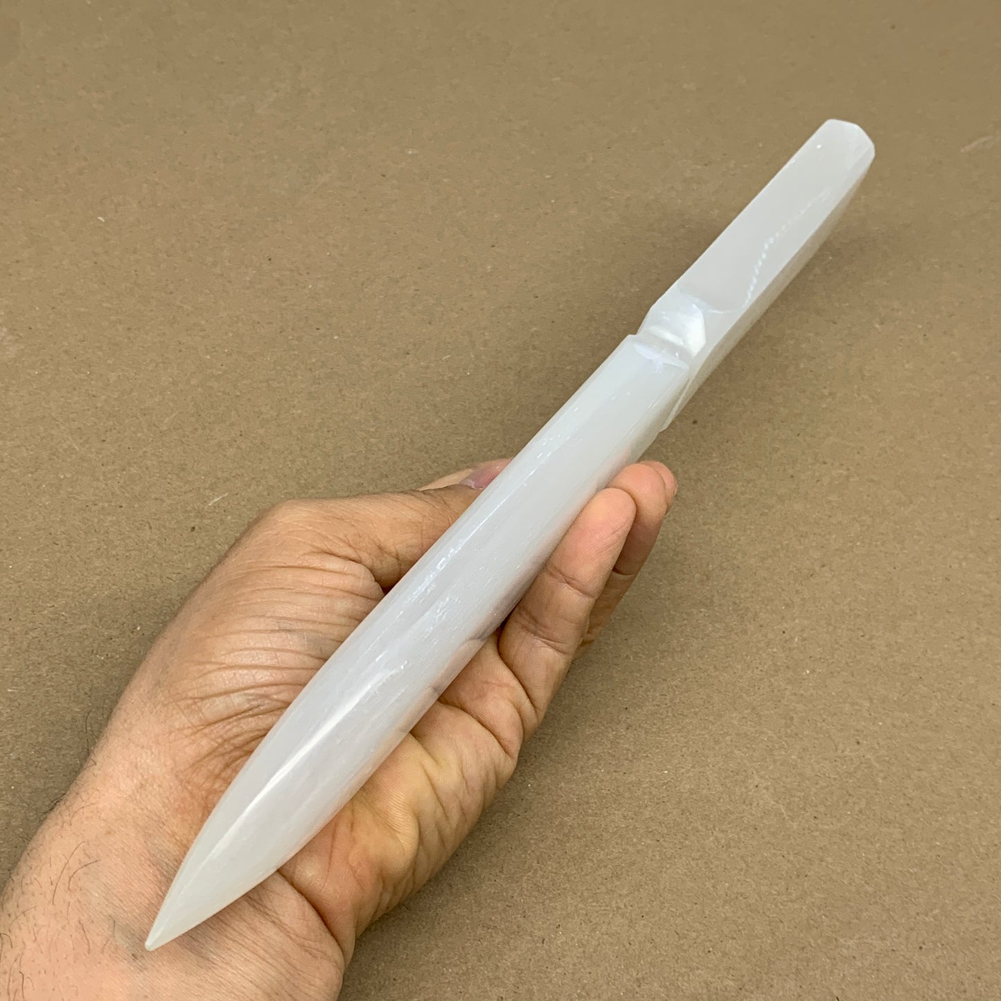 340g, 11.5"x1.6"x0.7", Natural Selenite Crystal Dagger (Satin Spar), B36228