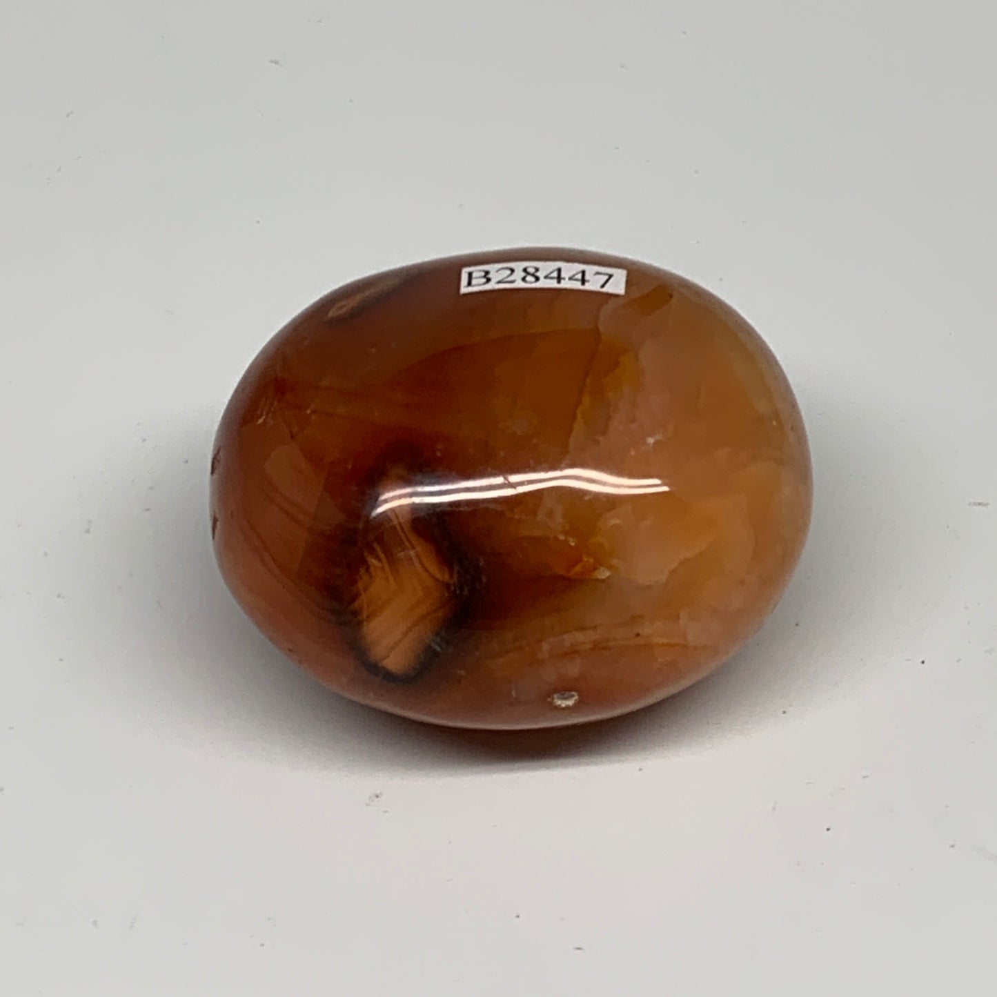 122.8g, 2.1"x1.8"x1.4", Red Carnelian Palm-Stone Gem Crystal Polished, B28447